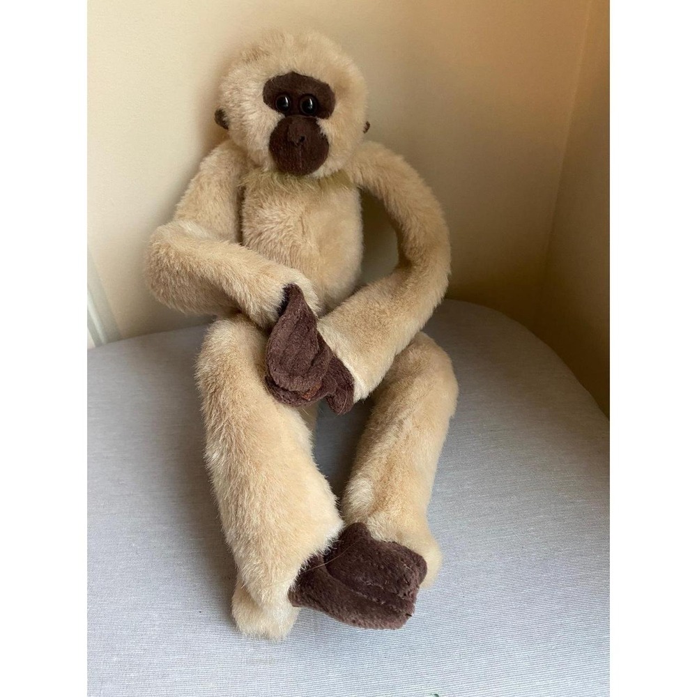 Monkey K&M International Ape Plush Zoo Tan Wrap Hands Stuffed Toy 16" 1999 s1